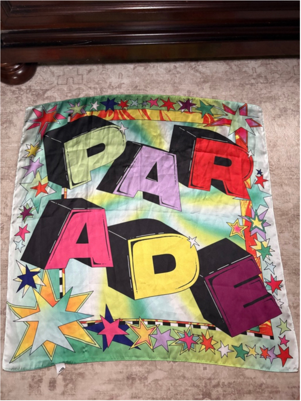 90s Parade Festival Multi Color Scarf Bandana- Vibrant Star Print